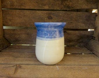 Handmade Vase, Ceramic Vase, Pottery Vase, Blue and White Vase, Flower Vase, Utensil Holder, Ceramic Utensil Holder, Blue, White, Ceramics