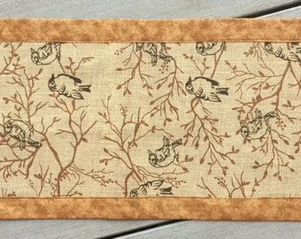 Bird Burlap Table Runner, Small Runner, Bird Print Burlap, Bird Table Topper