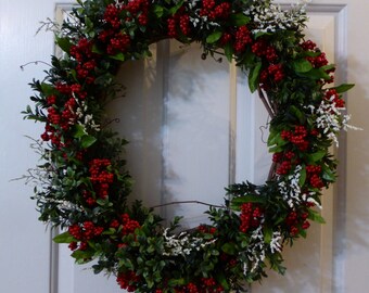 Christmas Wreath, Winter wreath, Red berry wreath