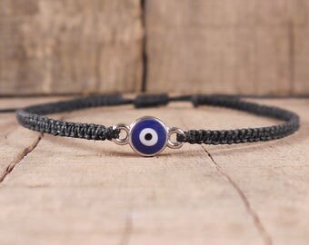 Evil Eye Bracelet, evil eye jewelry, indie grunge clothing, mens, surfer, hippie, boho, macrame, braided, spiritual, surf