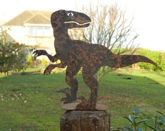 Dinosaur Garden Decoration / T-Rex Metal Art / Garden Decoration / Dino Gift / T-Rex / Dinosaur Fence Post Topper / Jurassic Gift