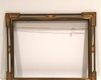 Vintage Picture Frame, Vintage Wooden Frame, Art Deco Style Frame, Gold Frame
