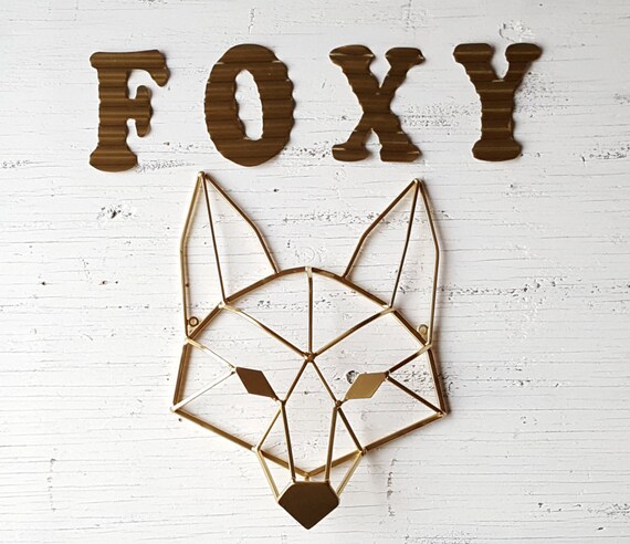 Items similar to Geometric Fox Head/ Gold Geometric Art ...