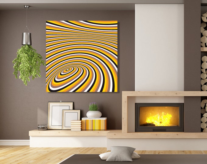 Large modern yellow abstract wall art, contemporary wall art, abstract rounded wall art, large abstract yelow print