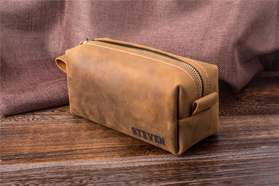 Personalized Toiletry Bag Hanging Toiletry Bag Leather by Arcuble