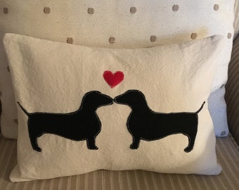 Kissing Dachshunds Pillow