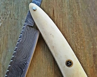 Custom Mens Shaver - HRC Damascus Straight Razor Blade