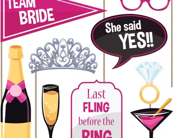 Bachelorette Party Photo Booth Props (Set of 22) - Girls Night Out Games - Wedding Shower Hen Party Photobooth Kit