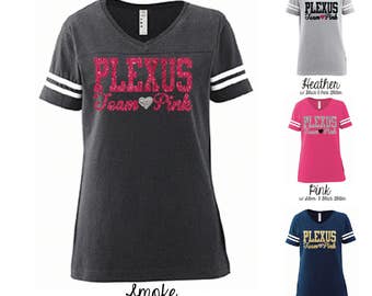 Team Pink Plexus Ladies Football V-Neck, plexus swag, plexus shirt