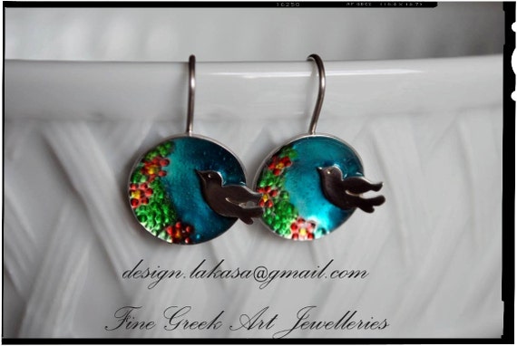 Earrings Enamel Dove Silver 925 White Gold-plated Jewelry Lakasa e-shop best gifts ideas for her birthday anniversary woman mother day love