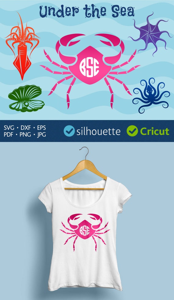 Download Crab Monogram Svg cut files Crab Svg Fish Octopus Shell Svg