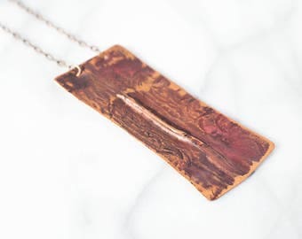 Copper Fold Formed Pendant Necklace