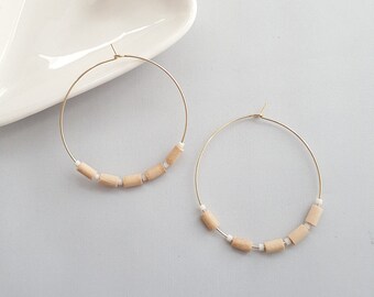 earrings bead wood hoop