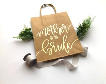 Mother Of The Bride Gift Bag | 8"x10" Kraft Paper Bag | Embossed | Gifts | Wedding | Wedding Party | Bridal Party | Mom | Bridal | Custom |