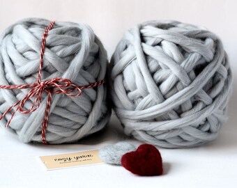 Hand Spun Yarn, Merino Wool Yarn, Bulky Yarn, Thick Wool Yarn, Chunky Yarn, Natural Wool, Knitting Supplies, Giant Knit, Big Stitch Knitting