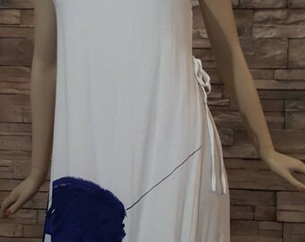 Maxi summer dress ,white summer dress size 1 ,long dress,sleeveless viscosa dress