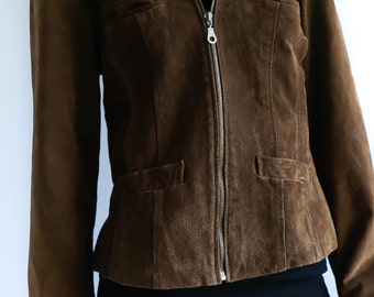 Vintage Suede Leather Jacket / 1980s Brown Suede Jacket / Genuine Vintage Leather Jacket Suede / Women's Jacket / 80s / Vintage Clothing