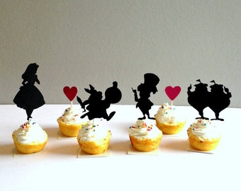 Alice In Wonderland Cupcake Toppers, Alice In Wonderland Party Supplies, Alice in Wonderland Cupcake Picks