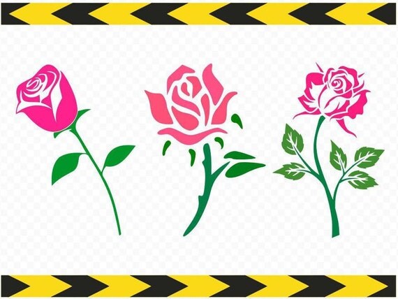 Download Rose Svg Clipart Cut file Shirt Sticker Rose flower Silhouette Cricut Dxf Pdf Png files from ...