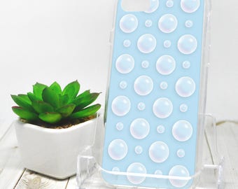 Blue Bubble Polka Dot iPhone 7 Case - Pattern Illustrated Bubbles over Blue - iPhone 7 Plus Case