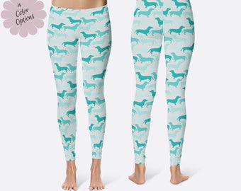 Dachshund Leggings, Ladies Leggings, Dog Leggings, Wienie Dog Leggings, Capri Leggings, Print Leggings, Yoga Pants, Womens Leggings