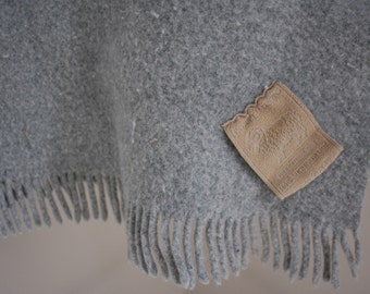 Pale Gray Merino Wool Throw Blanket