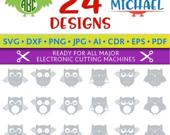 Owl Svg Owl Monogram Frames Svg Owl Frames Svg Owls Svg Cut Files Silhouette Studio Cricut Svg Dxf Jpg Png Eps Pdf Ai Cdr