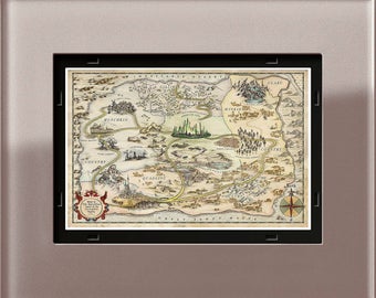 Land of Oz Map from The Wizard of Oz, storybook art, The Marvelous Land of Oz wall decor, Gift Idea, Book Lovers, Wall Decor Art, dorothy