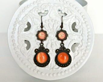 Victorian earrings, Victorian cameo earrings, Cameo earrings, Bronze earrings, Cat's eye earrings, Victorian jewelry, Gift for her