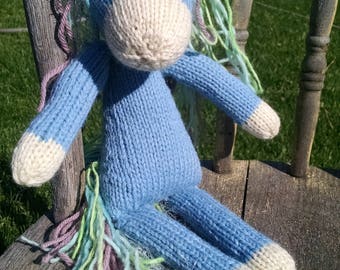 knit unicorn doll