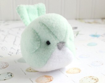 Kawaii Plush Bird Handmade Bird Stuffed Animal Plush Bird Mint Green Bubbletime Plush Fleece Bird