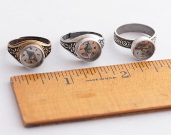 Silver Compass Ring, Working Compass, Steampunk Ring, Wearable Tech, Promise Ring, Industrial Gadget Geekery, Graduation Gift, Traveler Gift