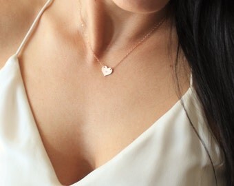 Gold Heart Necklace, Gift for Her, Heart Necklace, Initial Necklace, Personalized Necklace, Everyday Necklace, Valentines Day Gift