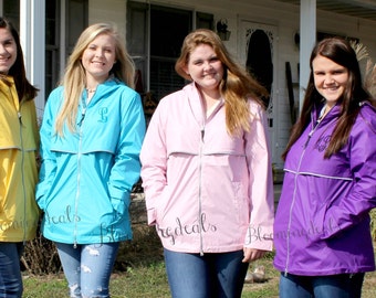 SALE Monogrammed Rain Jacket, Charles River New Englander Monogram Raincoat, Personalized Gift