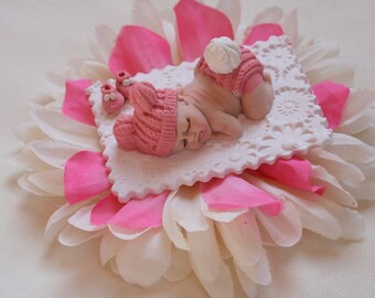Baby Girl Pink Cake Topper, Baby Shower Favor Gift For Mom
