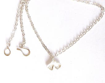 Sterling gingko leaf necklace, botanical jewelry, ginkgo pendant, leaf jewelry, botanical replica, garden accessory, gardener gift