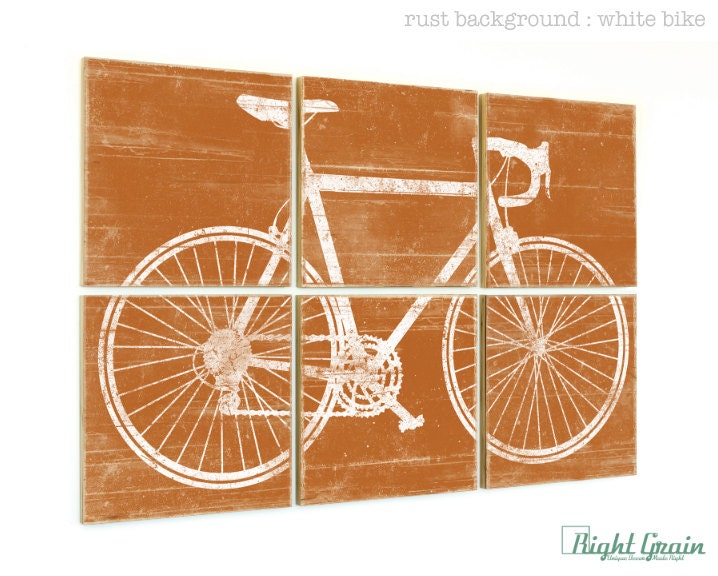 Large Road Bike Wall Art Bicycle Print on Wood by RightGrain