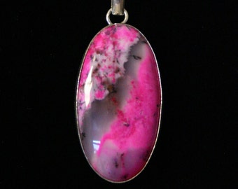Beautiful Pink Dendrite Opal, Sea Glass Pendant Necklace