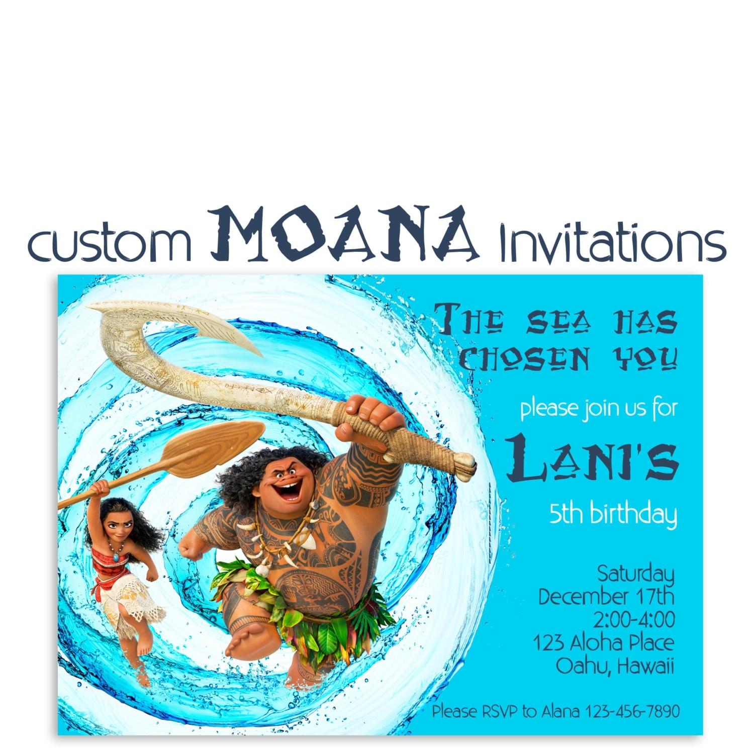 Moana Birthday Invitation Custom Hawaiian Princess Party