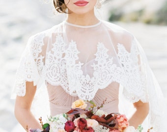 Bridal Cape, Bridal Capelet, Bridal Cover Up, Bridal Separates, Cape, Lace Capelet, Bridal Lace Capelet, Lace Cape, Wedding Cape, Melina