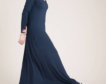 NEW Maxi Dress / A Line Dress Dress / Reglan Sleeve Dress / Casual Dress / Loose Dress / Long Black Dress / marcellamoda - MD840