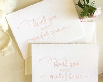 Maid of Honor Thank You Gift - Maid of Honour Thank You Card - Wedding Party Thank You Card - Maid of Honor Gift - Maid of Honour Card