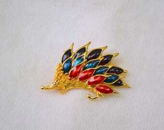 1990s Enamel Hedgehog Brooch
