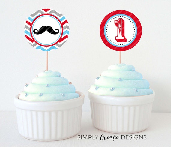 SALE Mustache Cupcake Toppers Little Man DIGITAL File 8.5x11 JPEG File Personalized Il_570xn