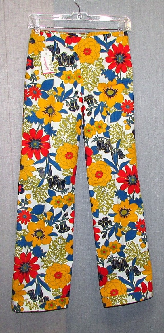 1960s Pants Hippie Mod Slacks Flower Power Unworn/ Deadstock