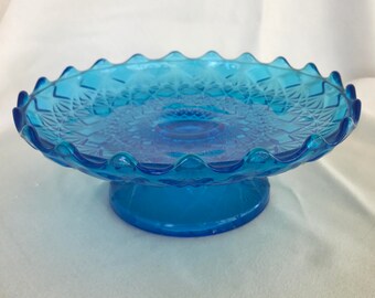 Vintage Blue Glass Cake Stand