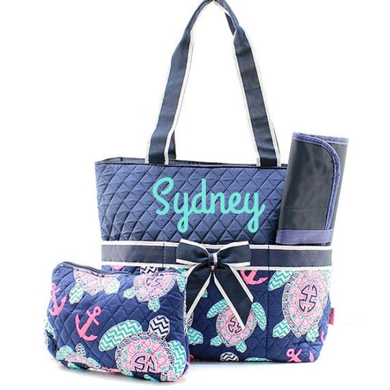 Monogram Diaper Bags Personalized Diaper Bag With Navy Quilted