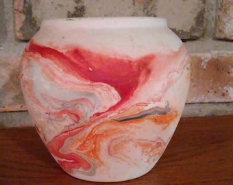 Vintage Nemadji Pottery Vase Swirl Pottery