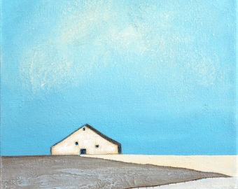 Barn Painting, Farm Painting, Landscape painting, Old Barn, White Barn, Minimalist Barn, Farmhouse Art Abstract landscape painting, Barn Art