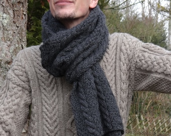 Extra long Man Scarf - extra long scarf for men - mens celtic long scarf - very soft yarn - wool & alpaca - made to order